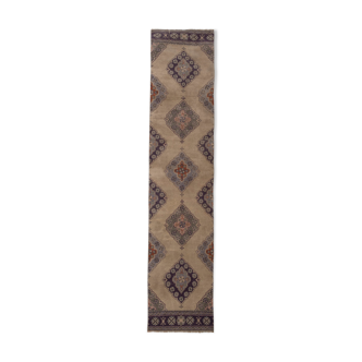 Oushak runner rug turkish hand knotted distressed hallway rug 75 x 348 cm