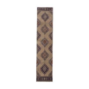 Oushak runner rug turkish hand knotted distressed hallway rug 75 x 348 cm