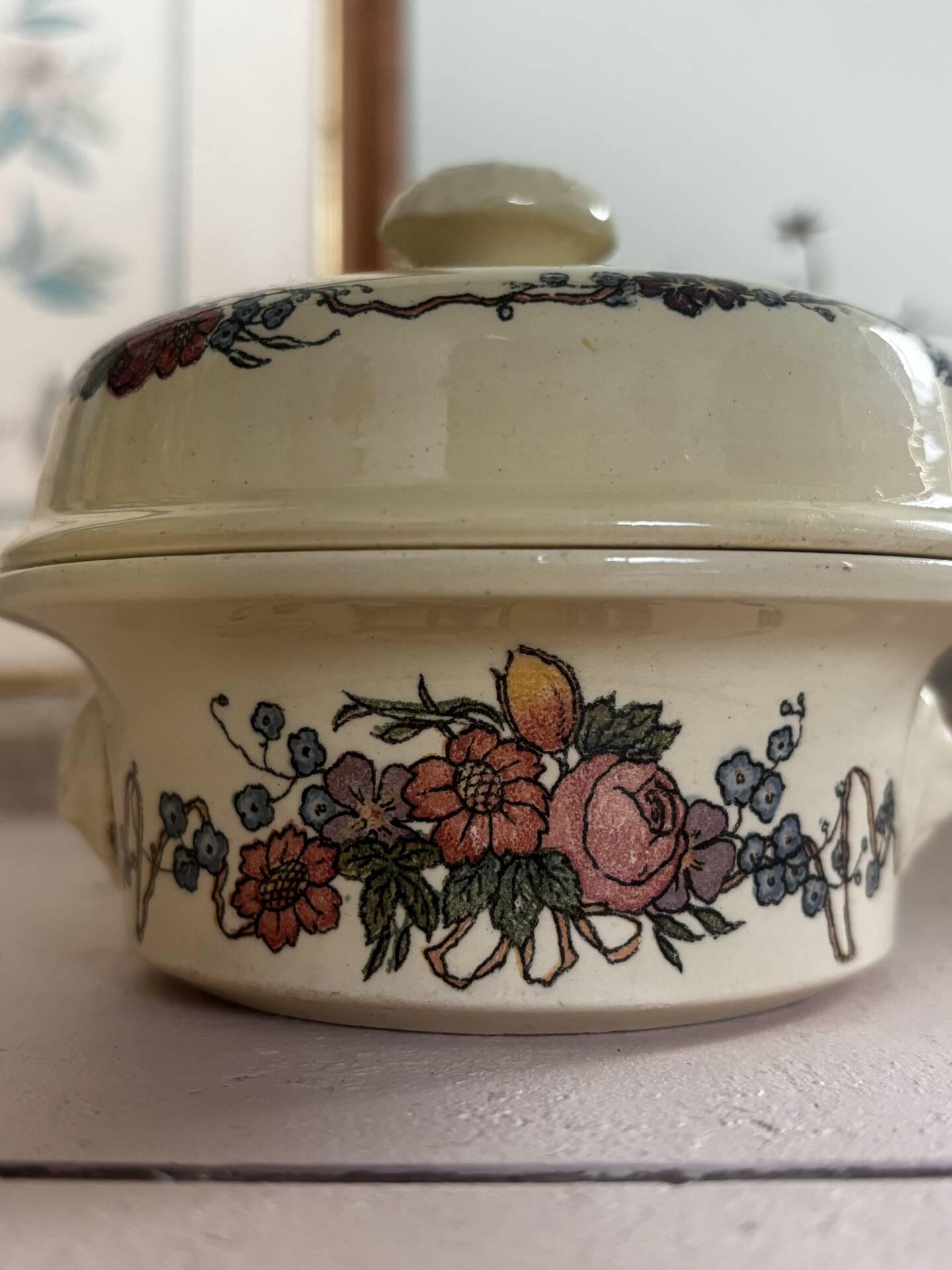 Vintage small terrine sweet box Sarreguemines Obernai