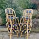 Six "Maison Drucker" chairs in rattan and satin fibers.