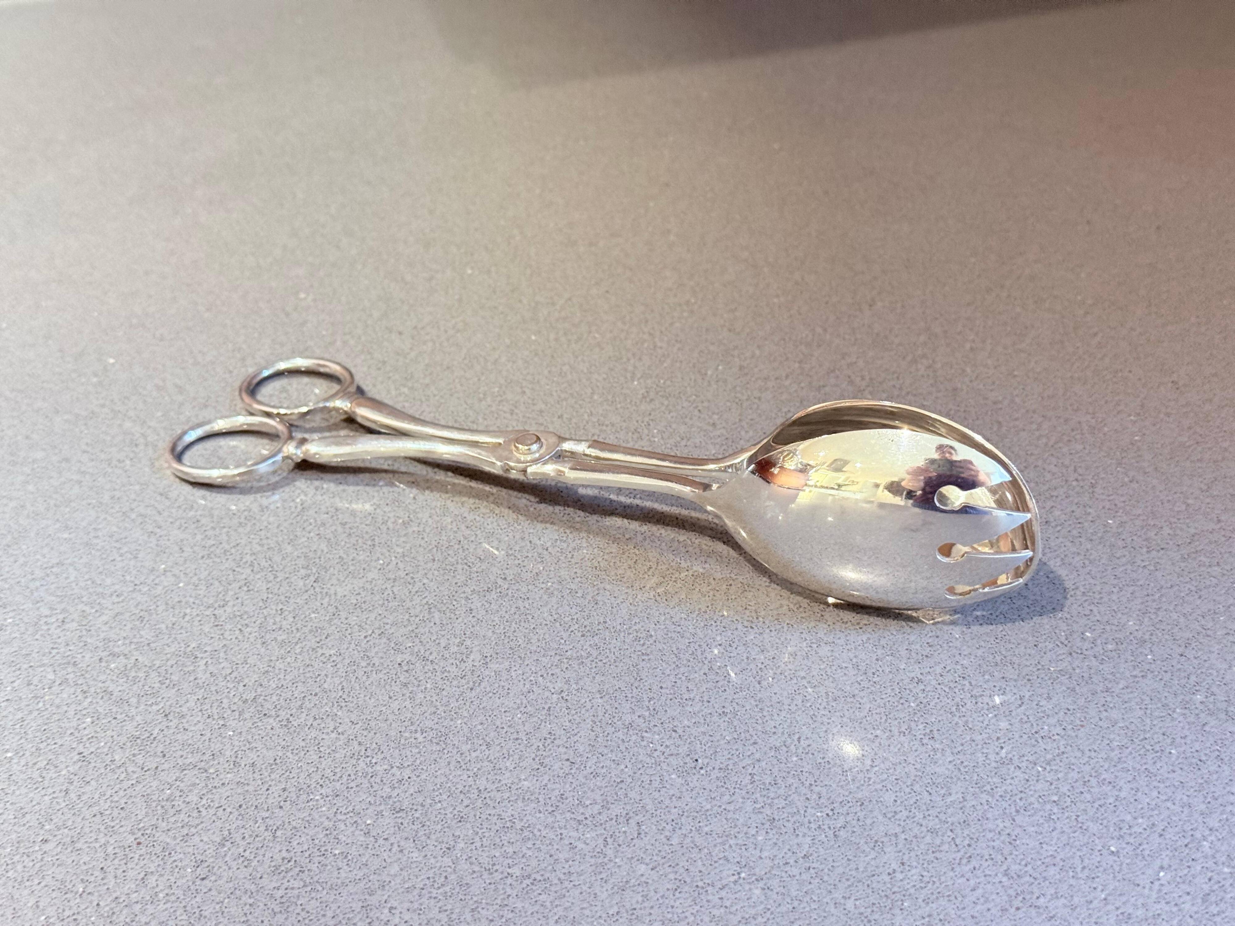 Vintage English Sterling Silver Salad Serving Tongs by EANSA – Elegant Mid-Century Tableware