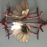 Pair of vintage appliques in metal and mother-of-Pearl