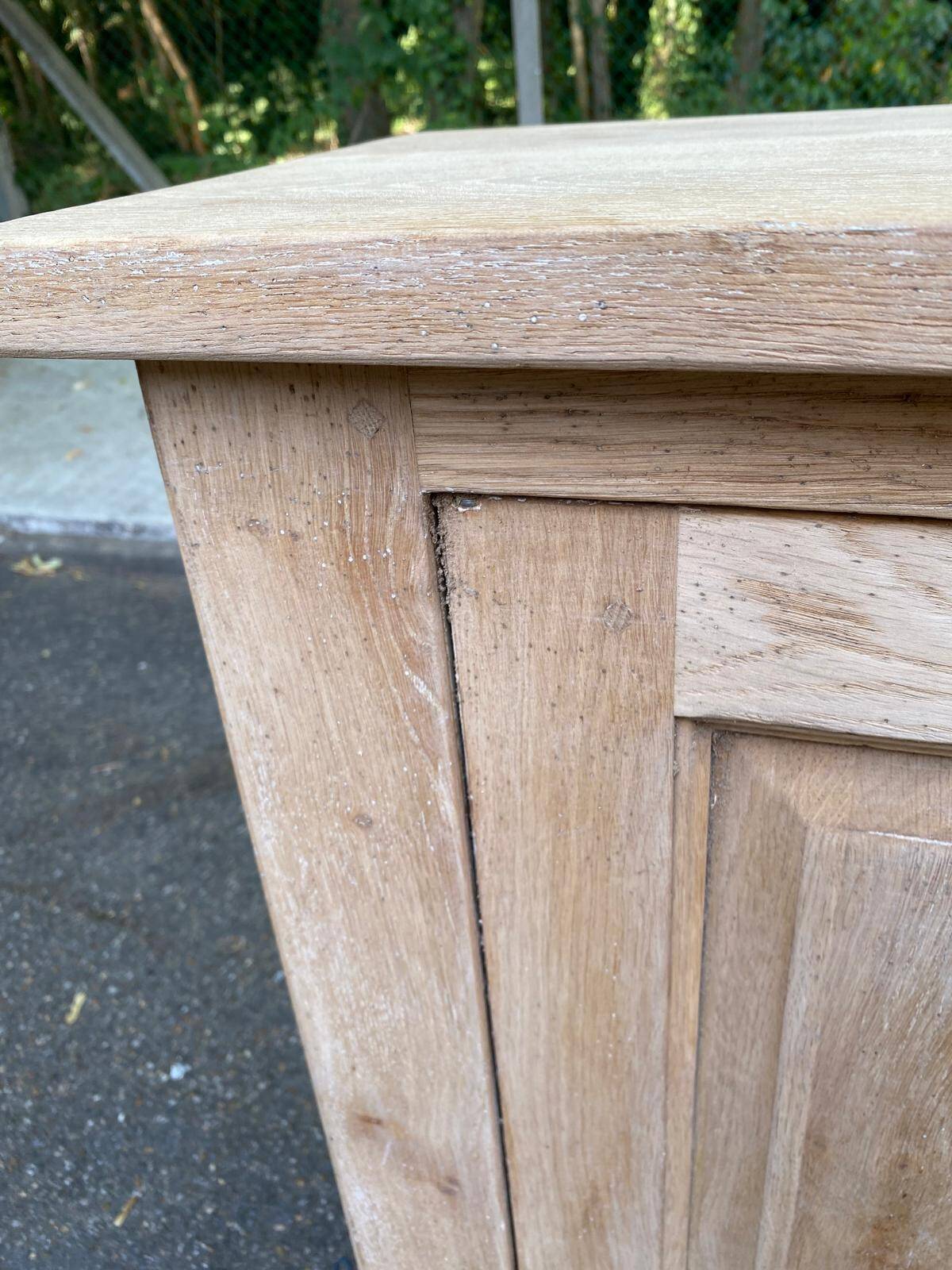 Vintage shallow Parisian sideboard renovated in solid oak 1950.