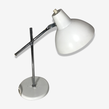 Lampe de table orientable articulée en métal blanc et chrome vintage