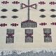 Hand-made black and pink white wool rug  210x105cm