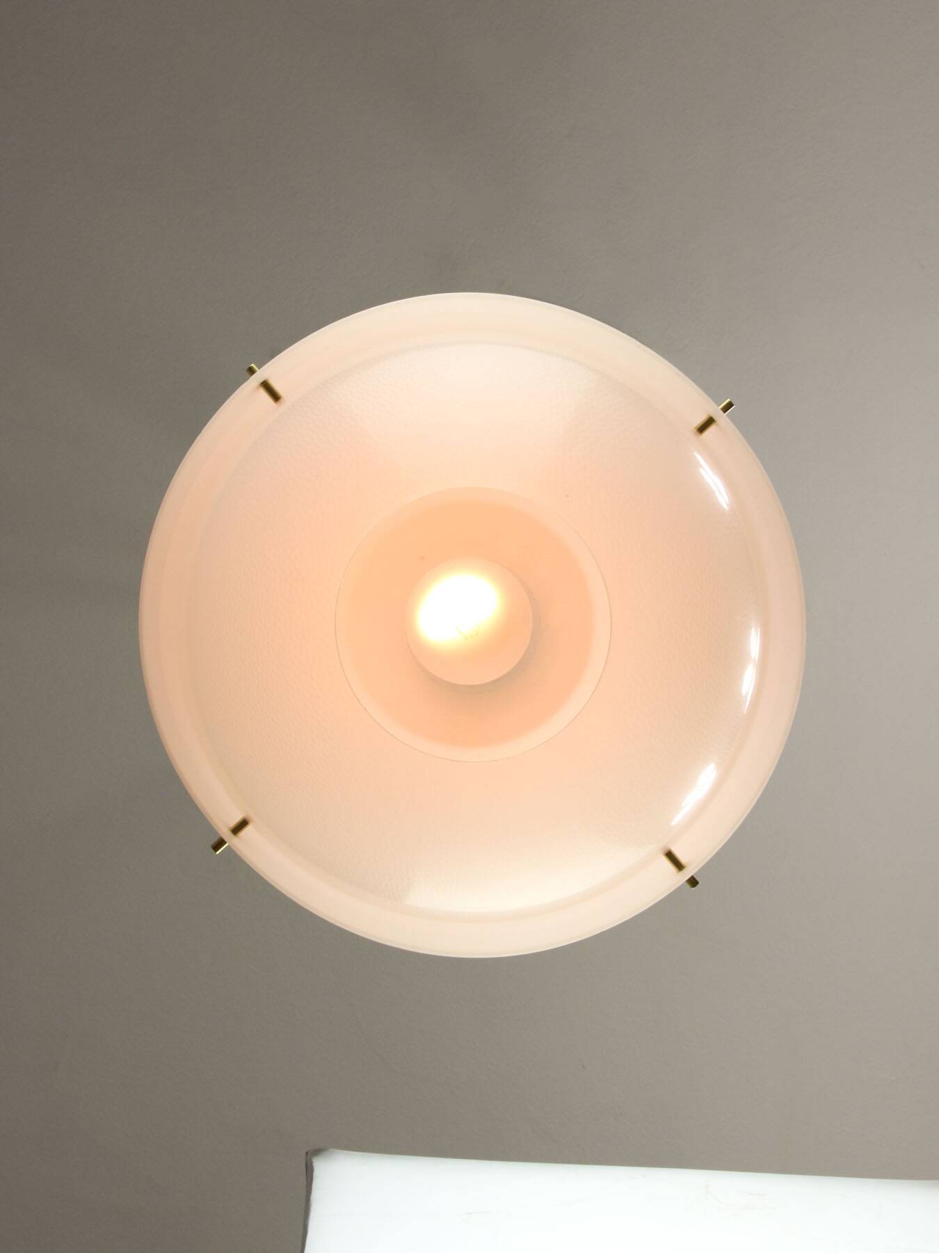 Italian Space Age Pendant in Brass and Plexiglass, 1970s