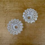 Set of 2 vintage molded glass candle holders