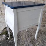 Louis XV three-drawer chest of drawers with white and blue patina