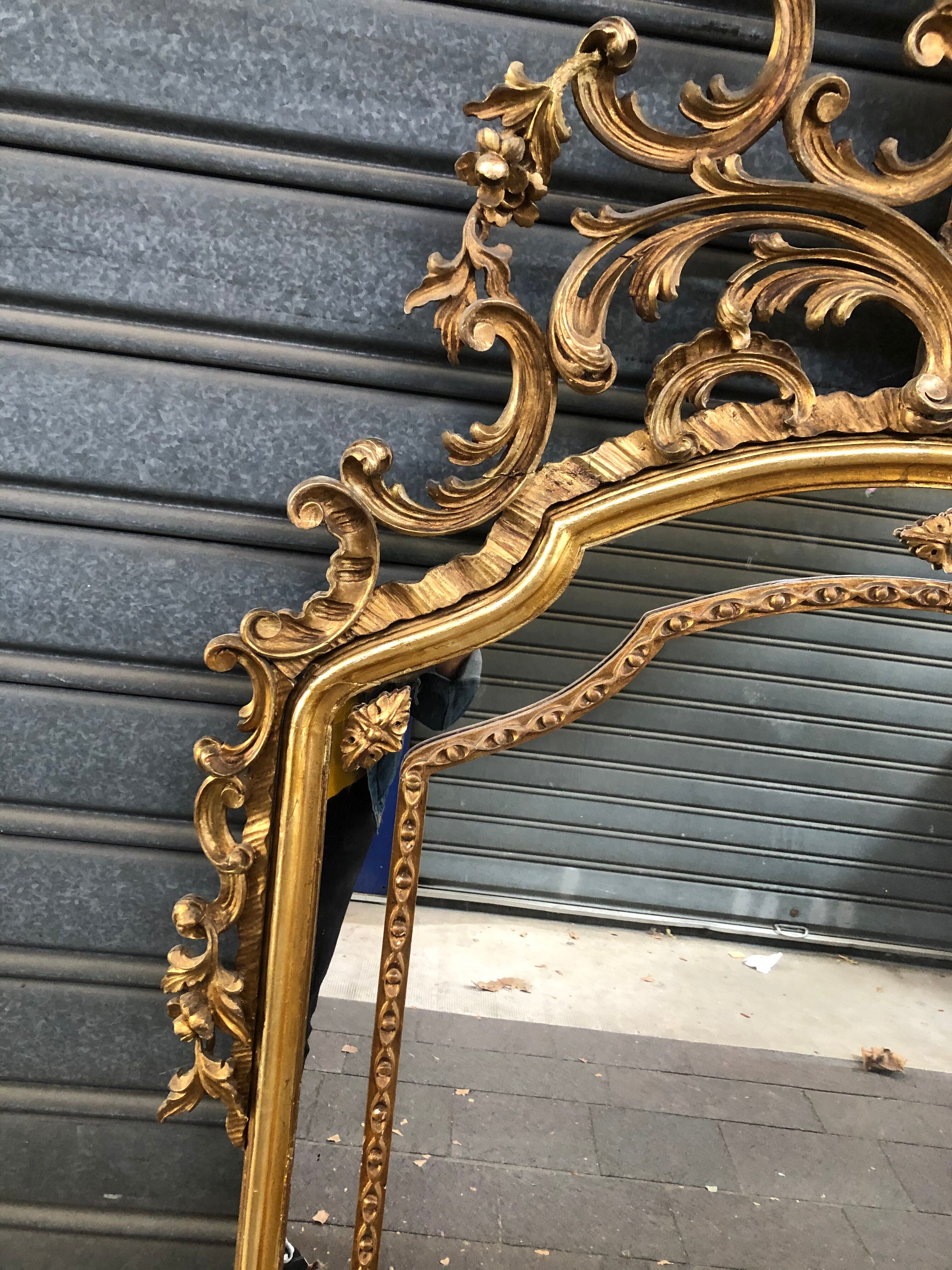 Gilded wooden mirror in baroque style  100x180cm