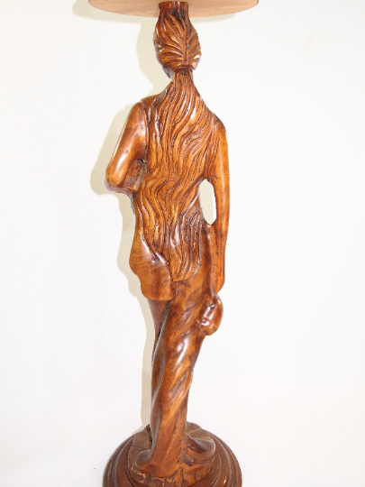Saddle statue of macif/vintage wooden woman