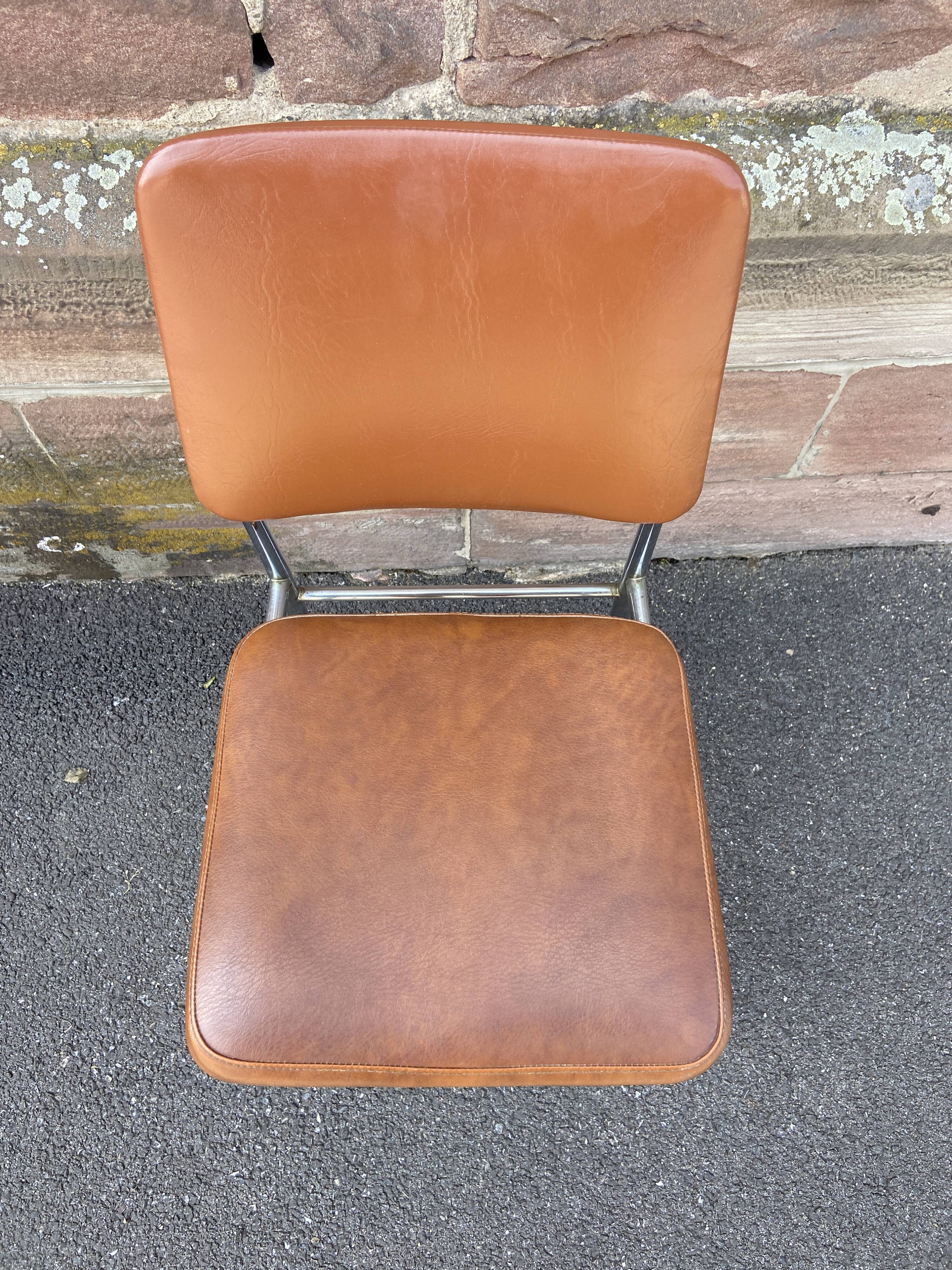 2 vintage leatherette and chrome chairs 1970