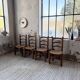 Set of 4 oak and straw chairs Dudouyt 1940
