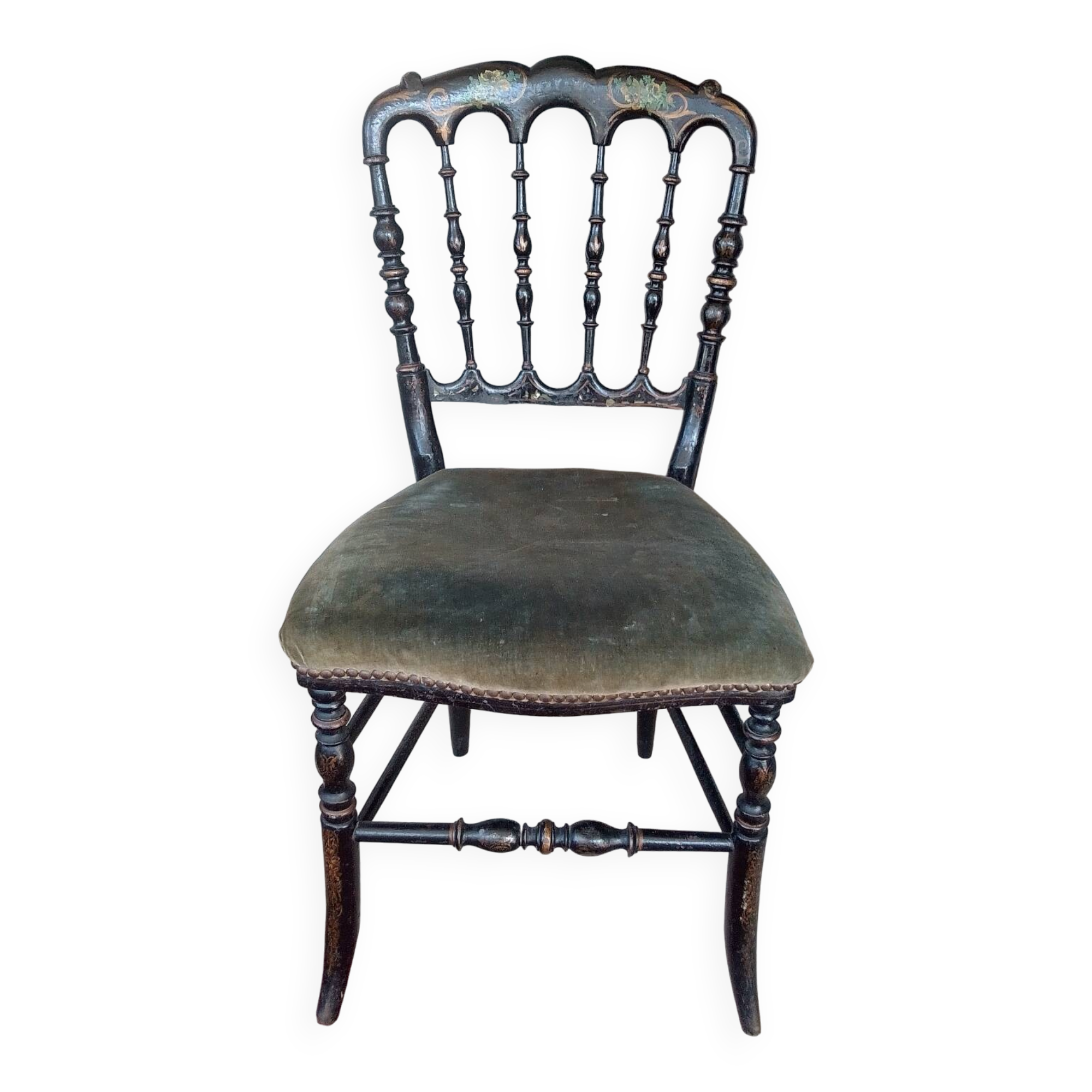 Napoleon III chair in blackened painted wood