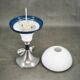 1970s Italian Space Age Opaline Glass and Blue Metal Table Lamp