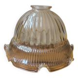 Vintage pressed molded amber glass lamp globe