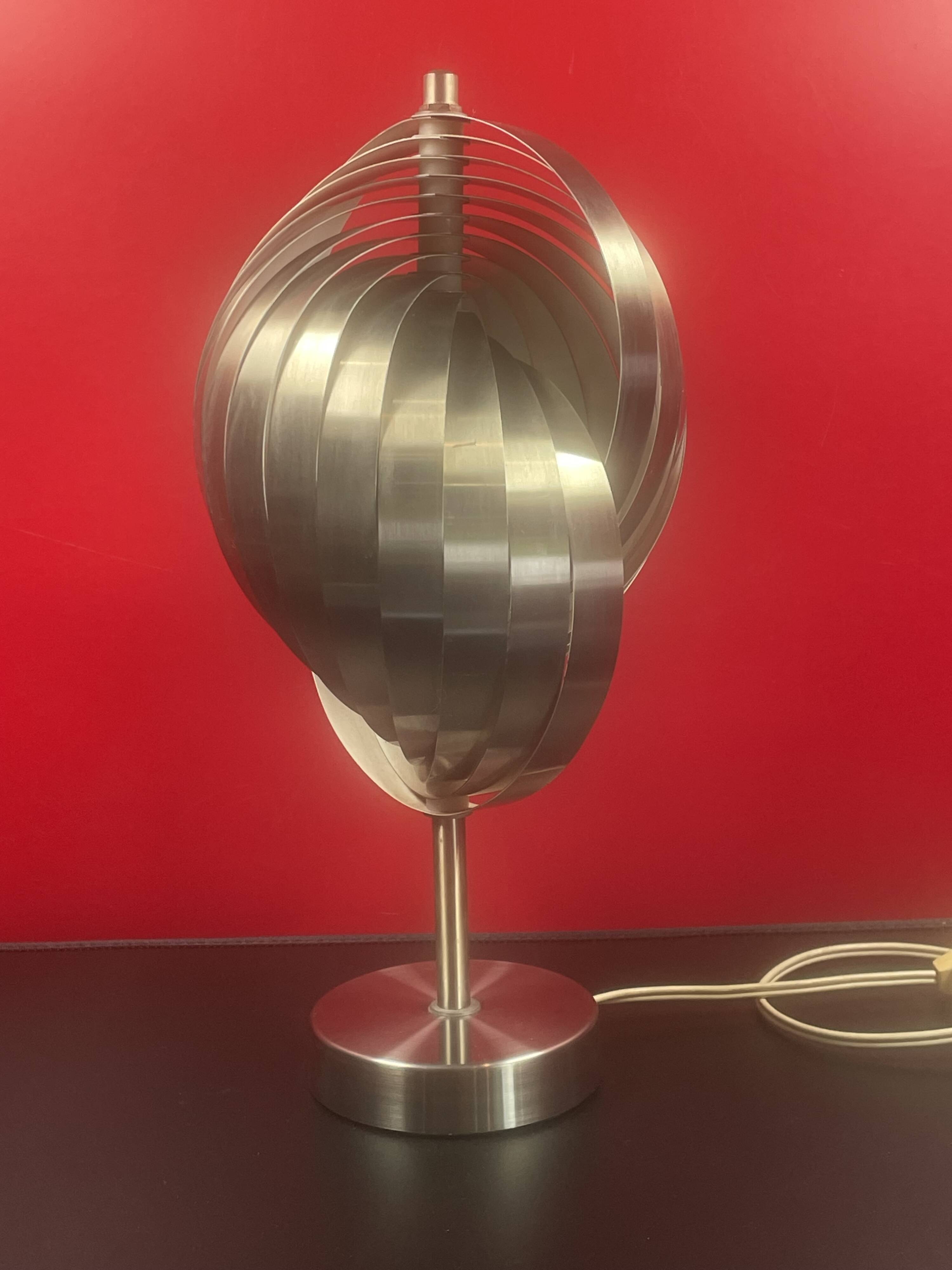 Henri Mathieu 70's Kinetic Design Lamp Brushed Aluminum - 36 cm