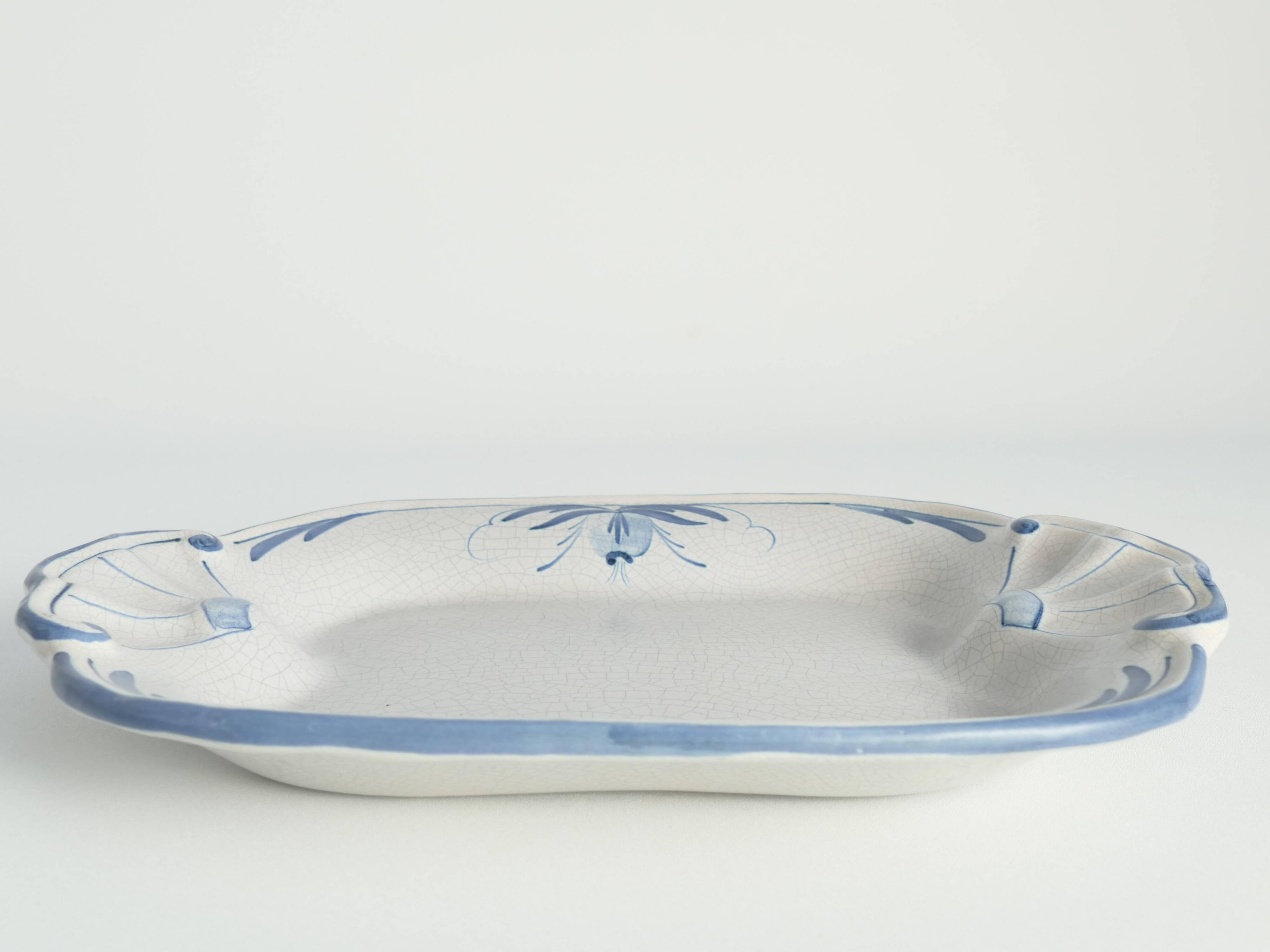 Art Deco French Blue Floral Decor Plate by Allan Eberling, Bo Fajans
