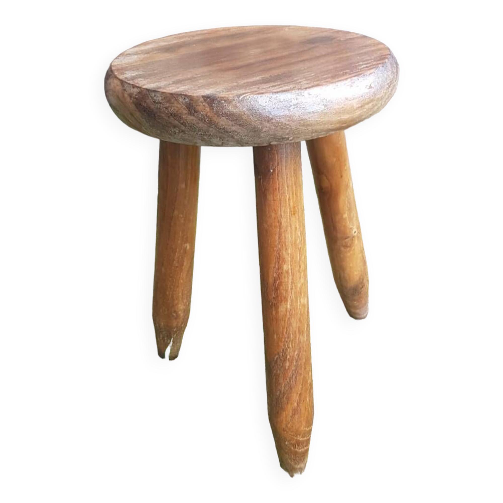 Old vintage wooden tripod milking stool
