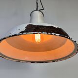 Industrial British White Enamel Factory Pendant Lamp from Benjamin, 1960s