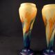 Pair of Art Deco vases in multi-layered glass with an abstract, colorful marbled effect