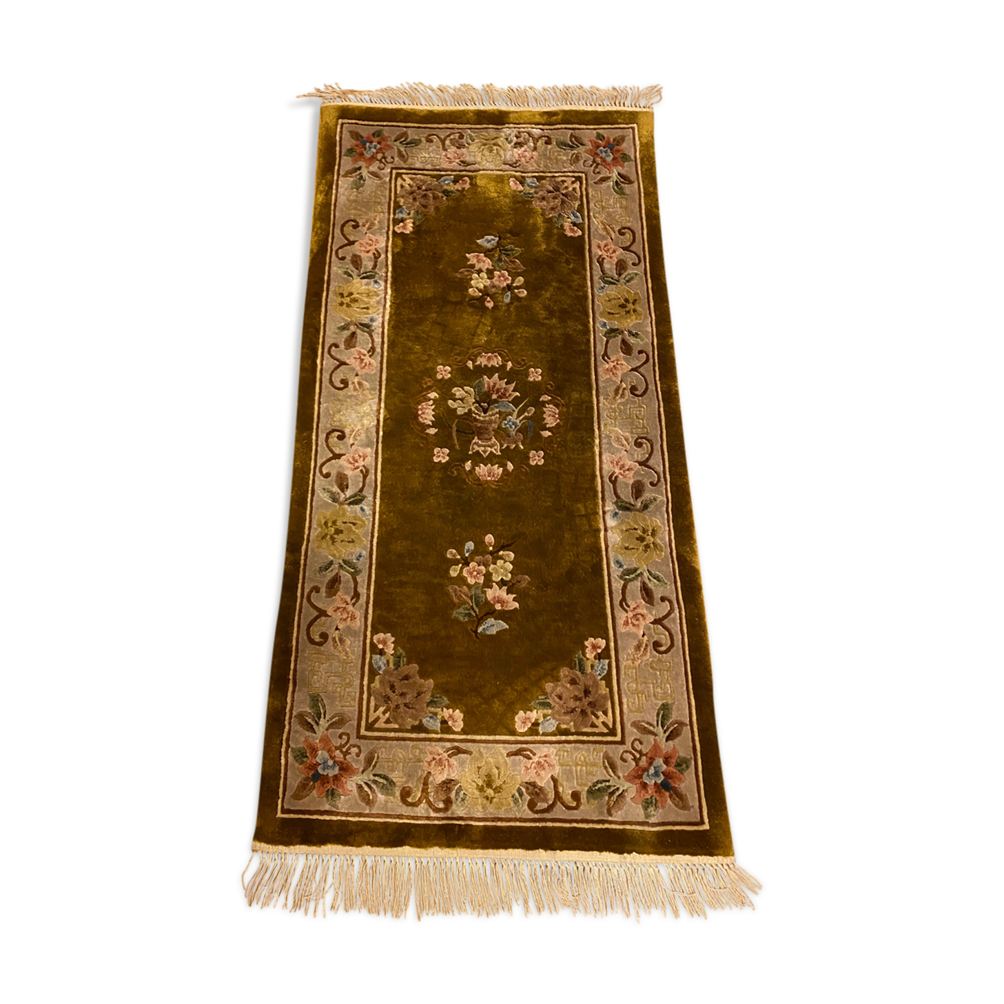 Chinese silk carpet, 124 cm x 62 cm