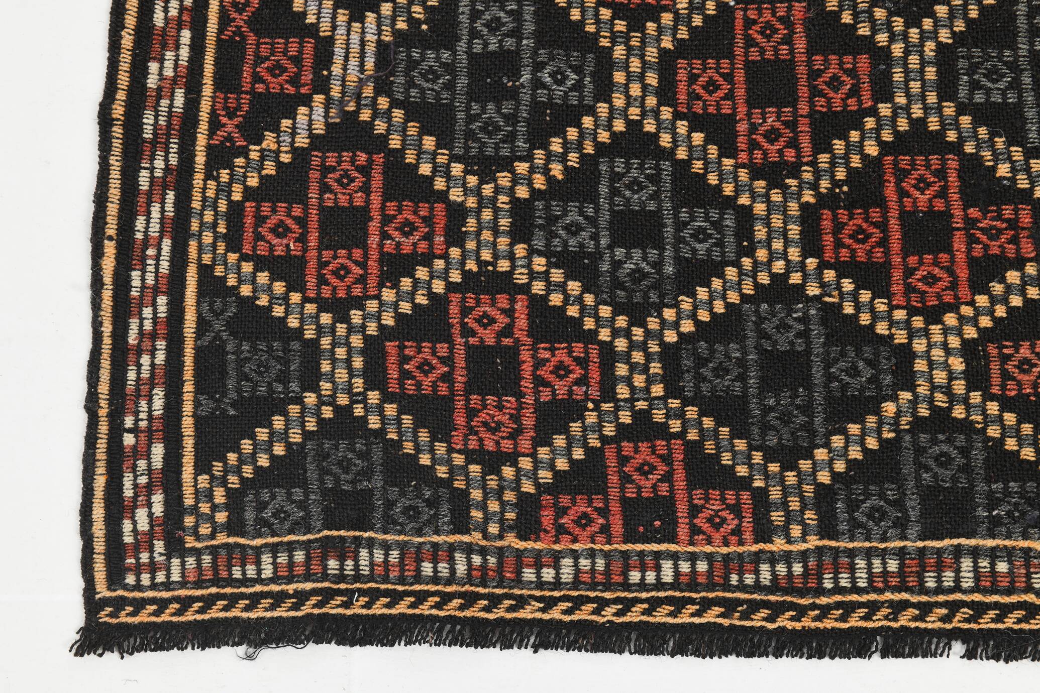 6x9 Pale Red & Yellow Geoemtric Kilim Rug, Handwoven Wool Antique Carpet