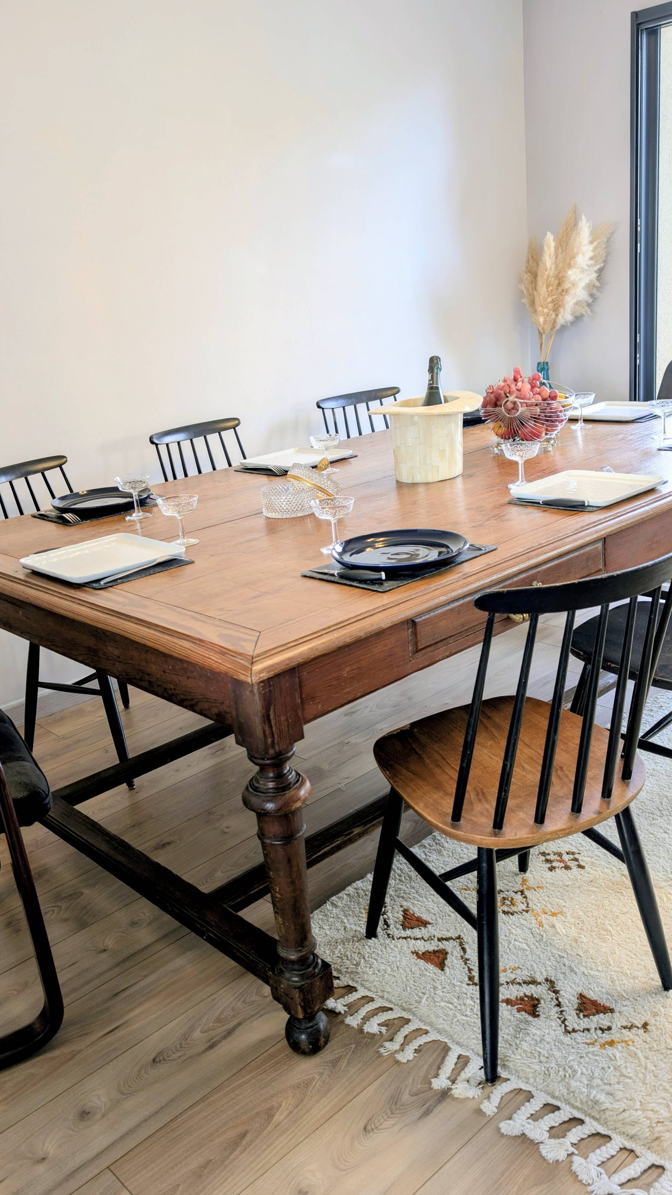 Large pitch pine table 230×140 – Early 20th century, warm and charming