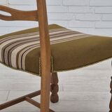 1970s, set of 4 Danish dining chairs in oak wood, green furniture wool.