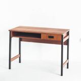 Vintage one-drawer desk. Mahogany veneer and solid beech. France, 1960s