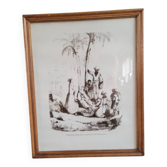 Antique engraving, scene from the Antilles, Max Radiguet