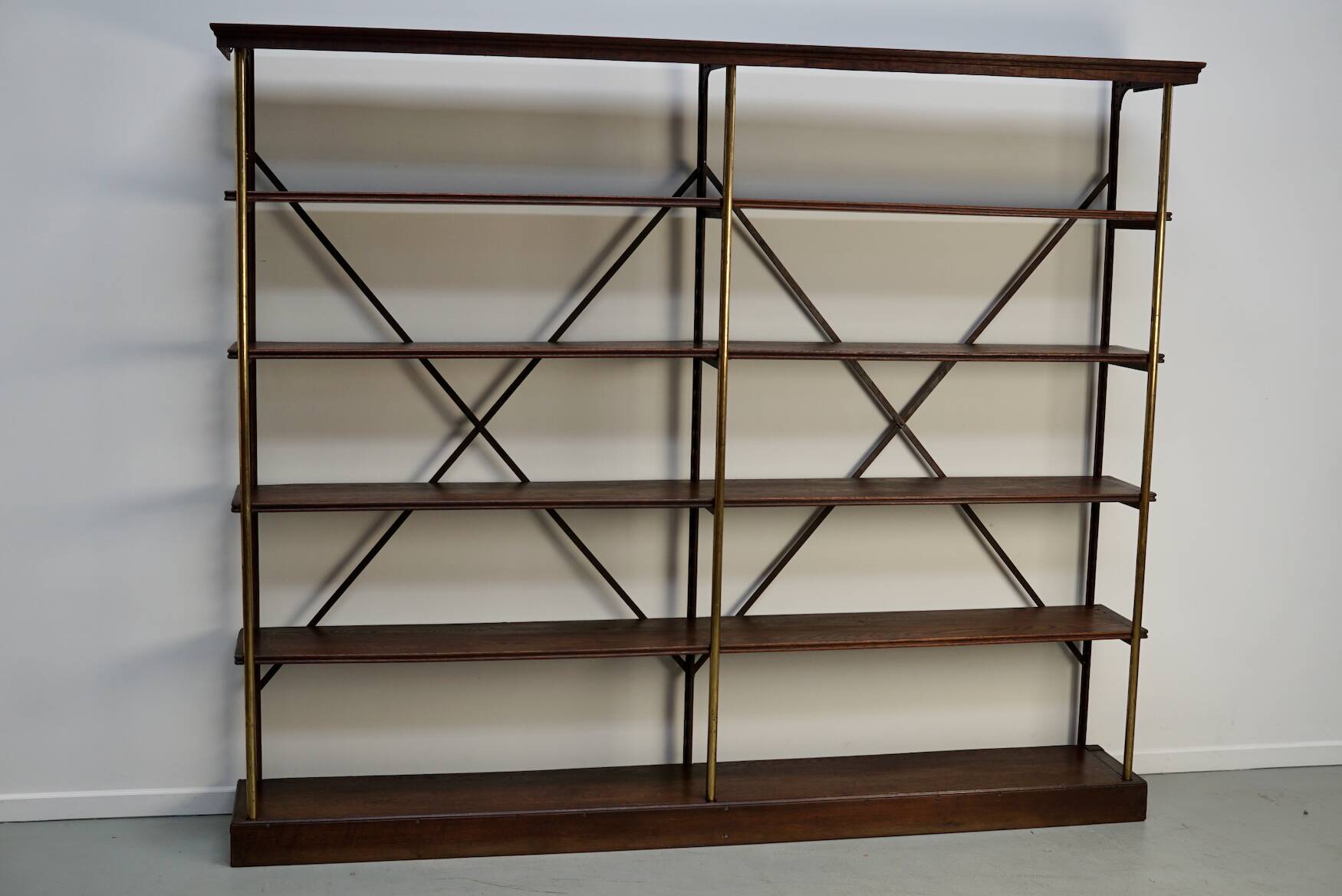 Large Oak and Iron Shelving Unit / Store Display Theodore Scherf, France 1890s