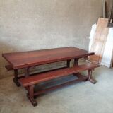Ensemble table de ferme et 2 bancs