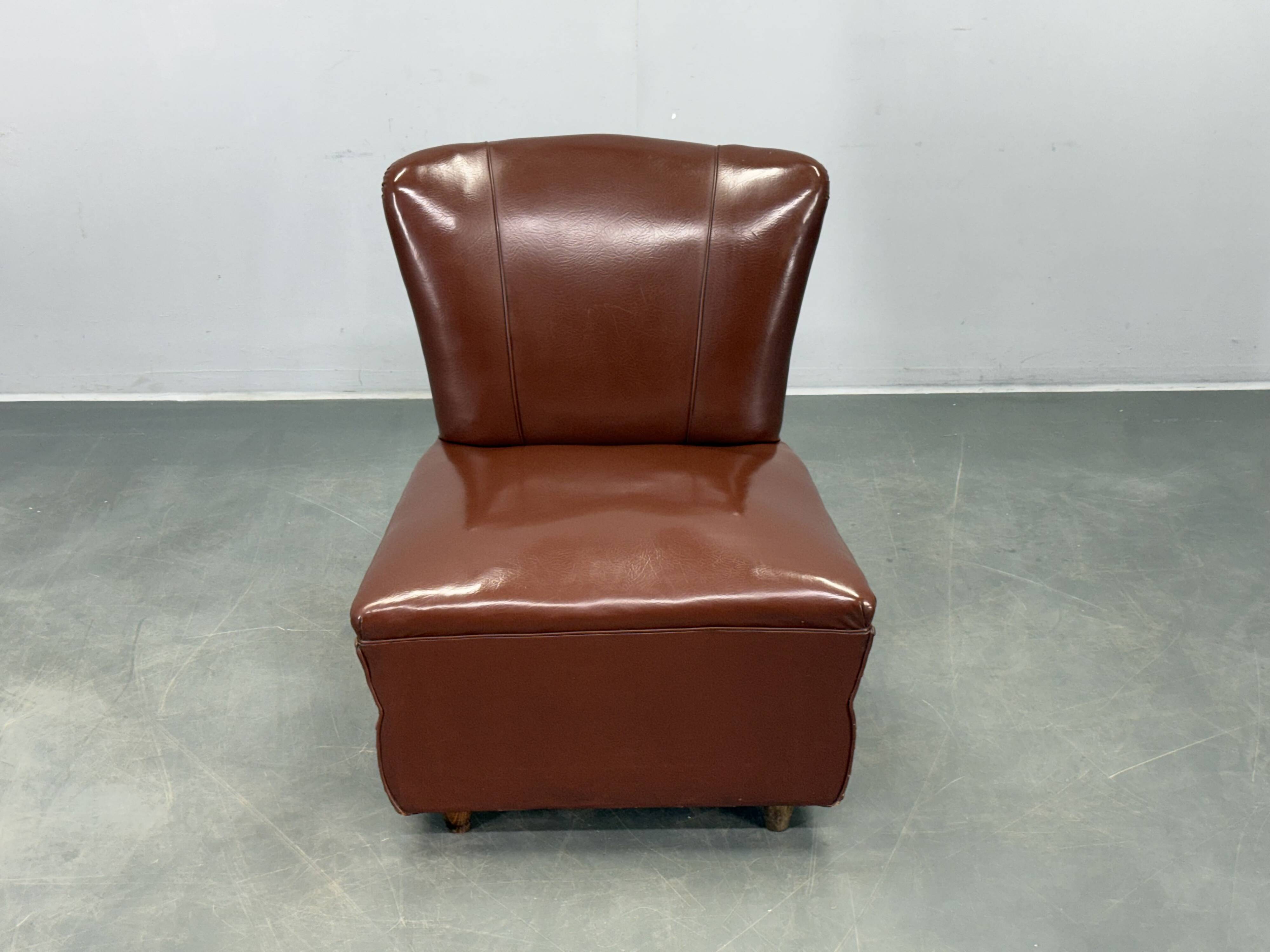 1950s Italian Mid Century Leatherette Lounge Chair