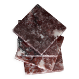Madeji – Red Square Natural Marble Coasters - set of 4