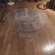 vintage 70s round designer coffee table with wire base