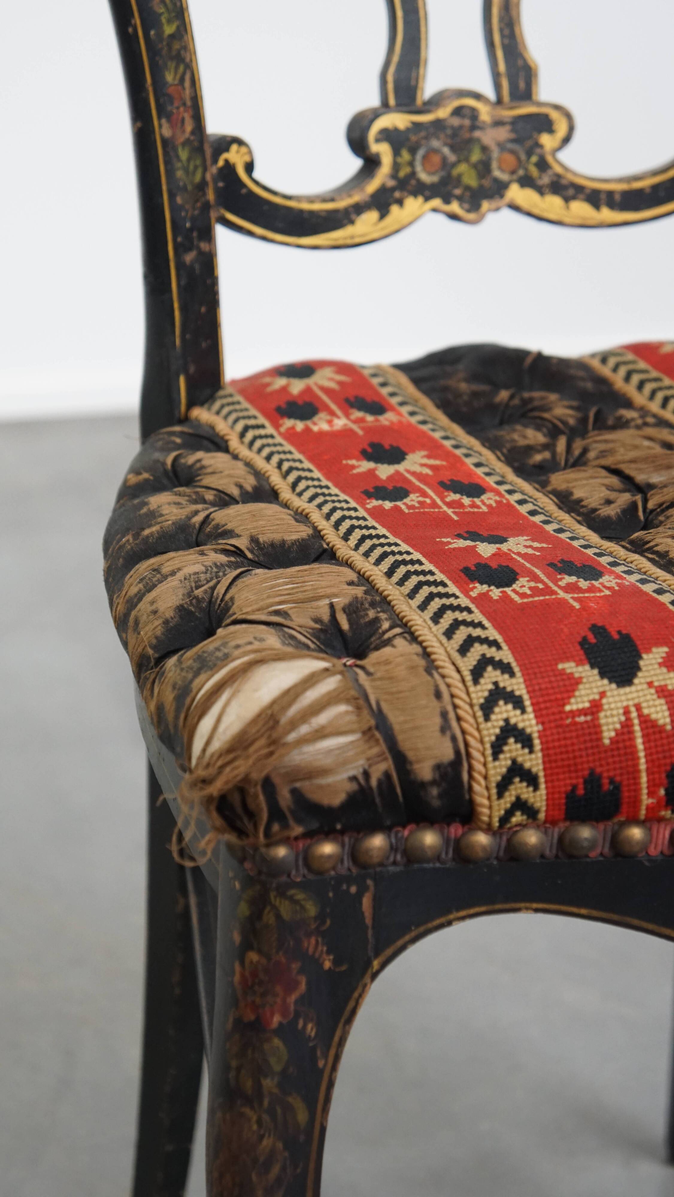 Antique French Napoleon III Chair Inlaid with Mother-of-Pearl