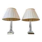Paire de Lampes Chapman en Bronze et Cristal