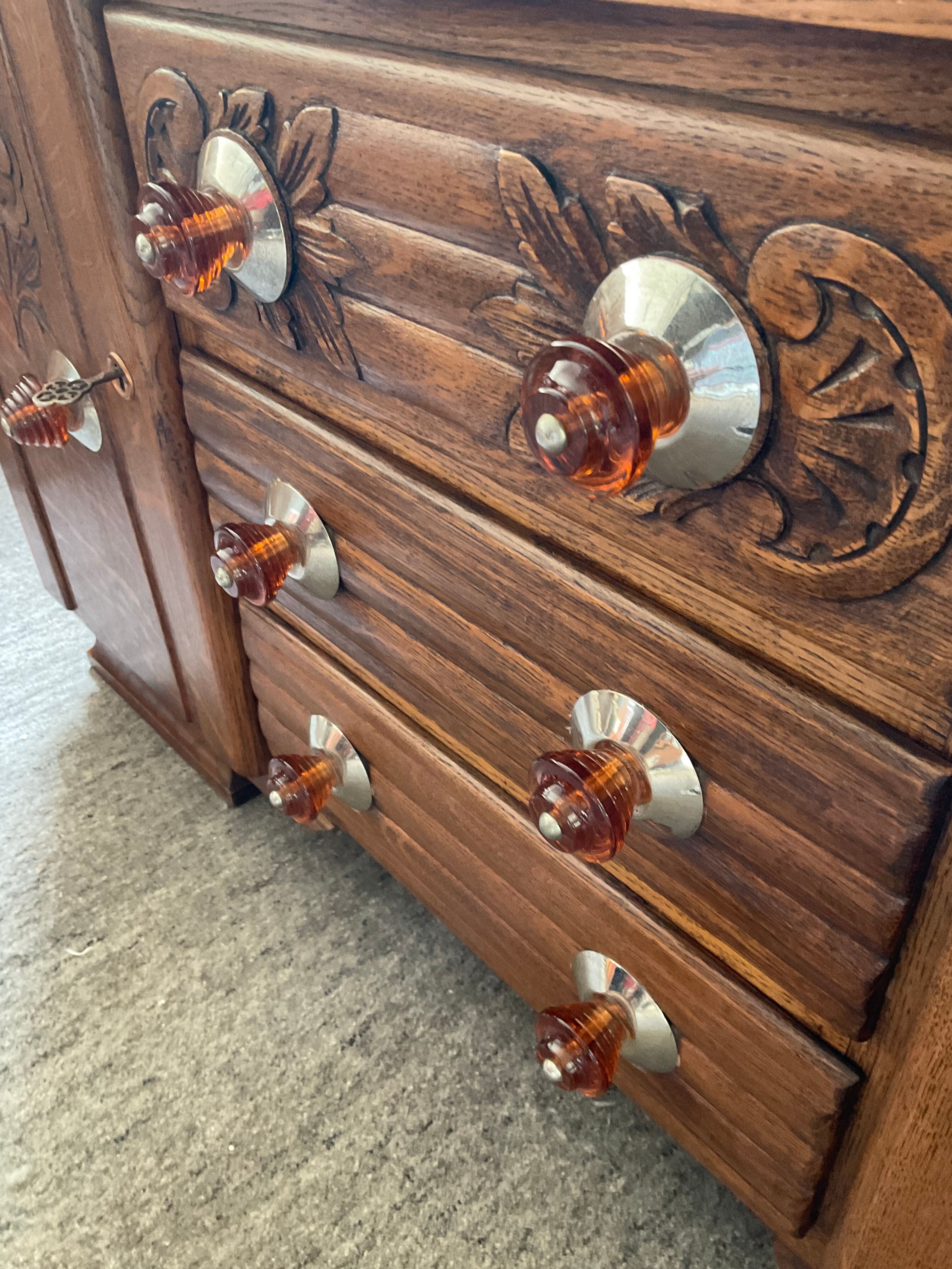 Art Deco sideboard in wood and marble
