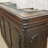 Comptoir de bar en chêne début XXème avec habillage d'époque zinc et étain