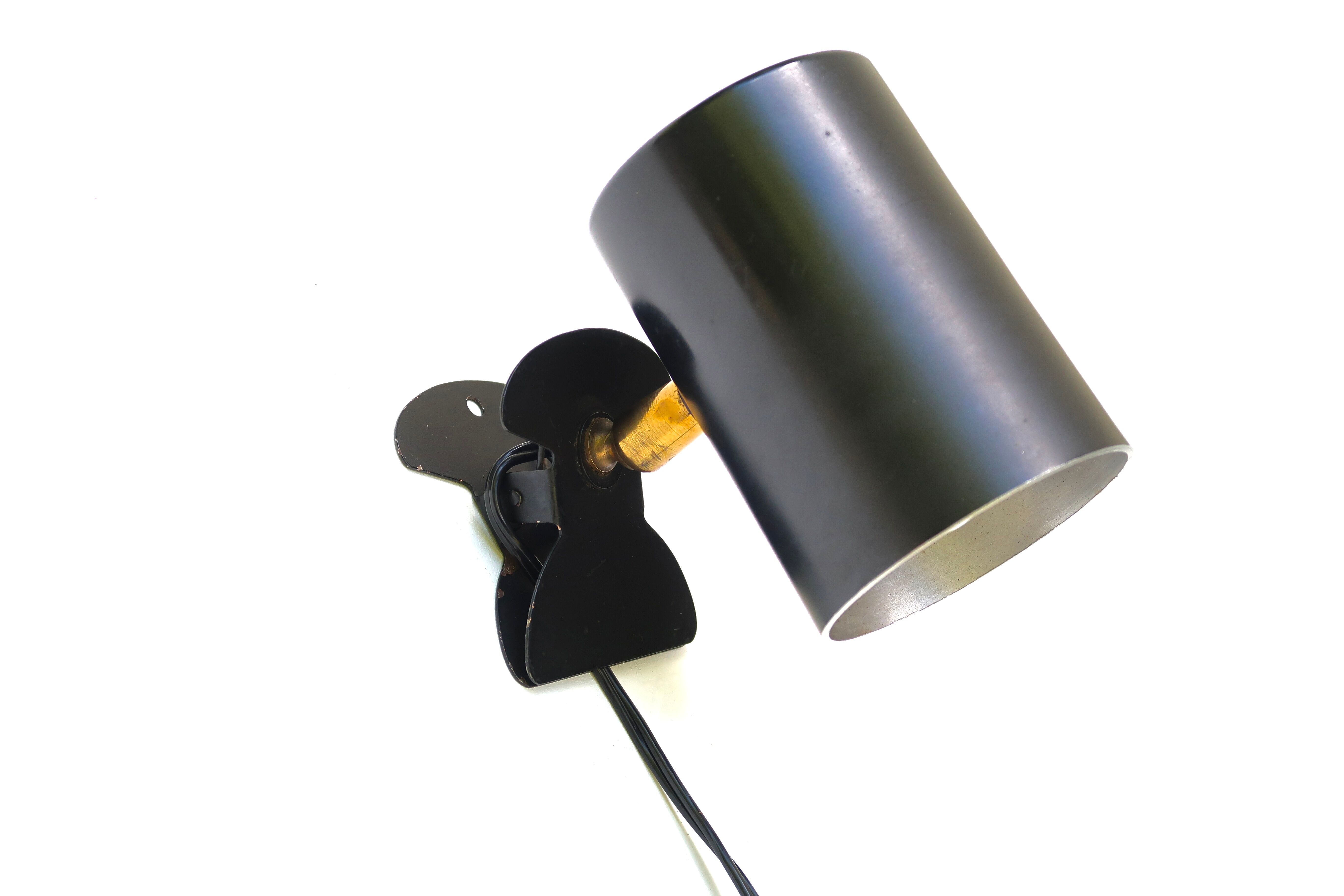Wall lamp, black clip spot, 50s