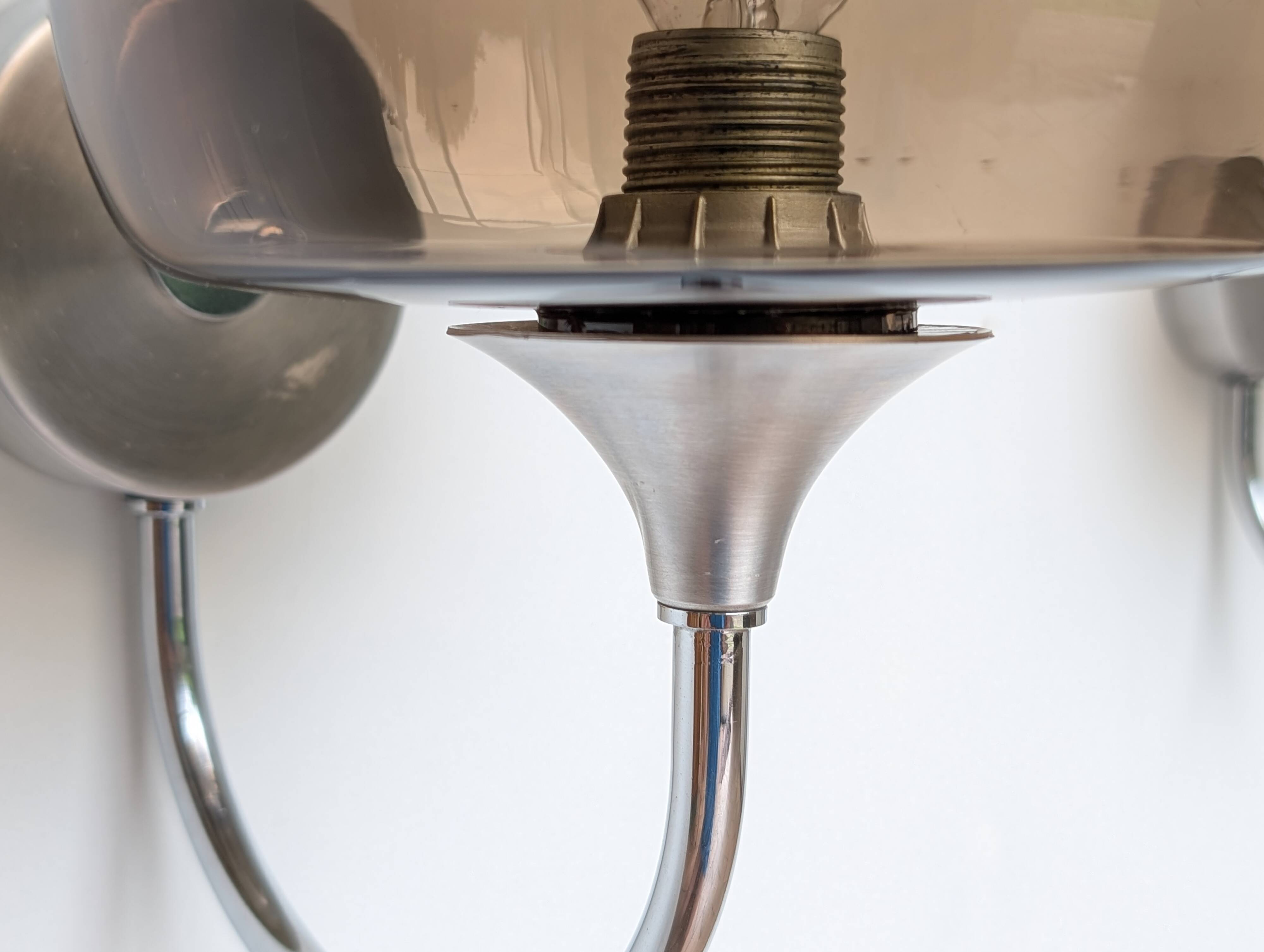 Pair of chrome and glass wall lights