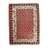 Tapis vintage fait main Indo-Seraband en laine rouge (62cm x 90cm)