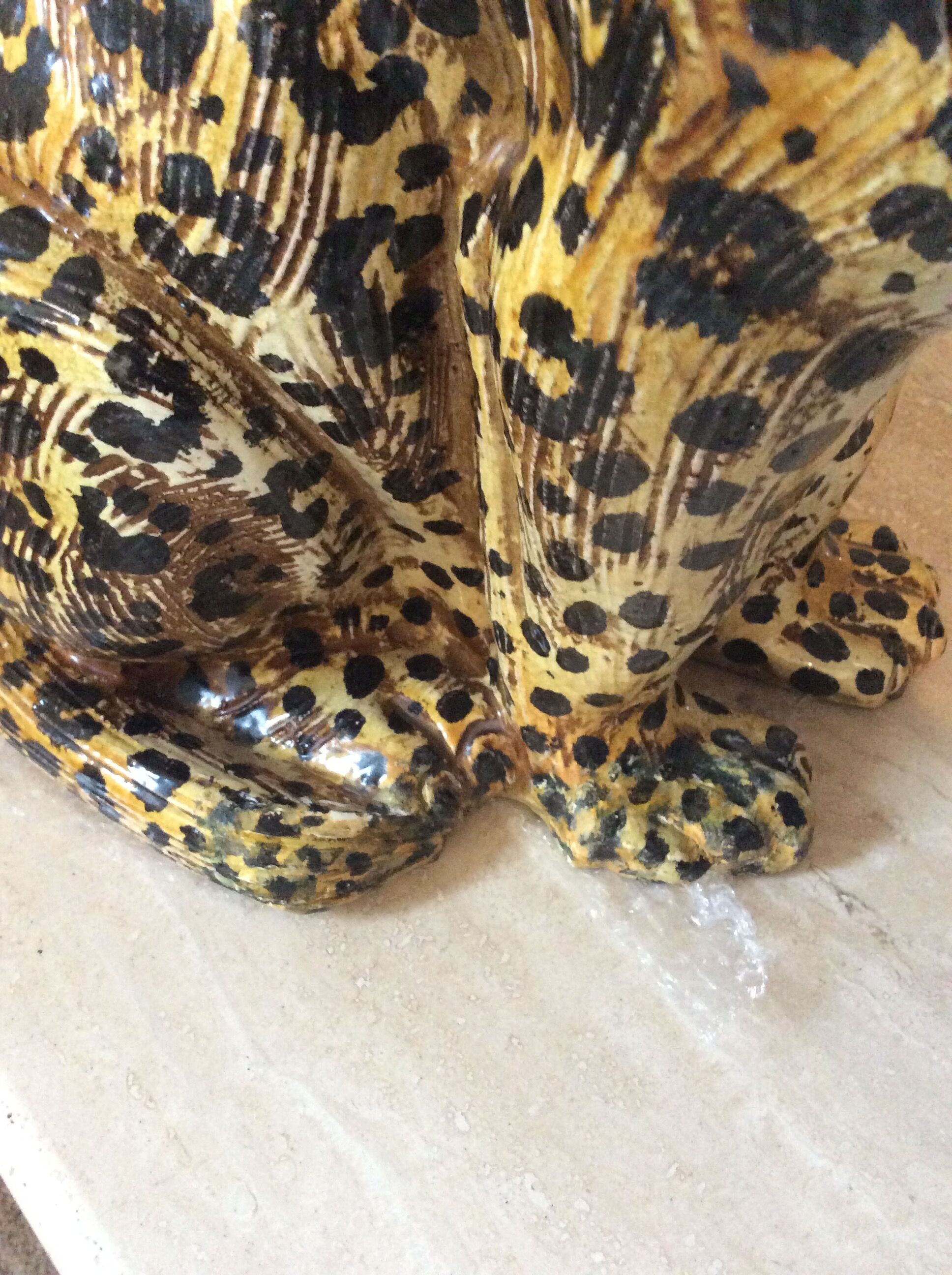 Enamelled terracotta leopard from the 60s Italy