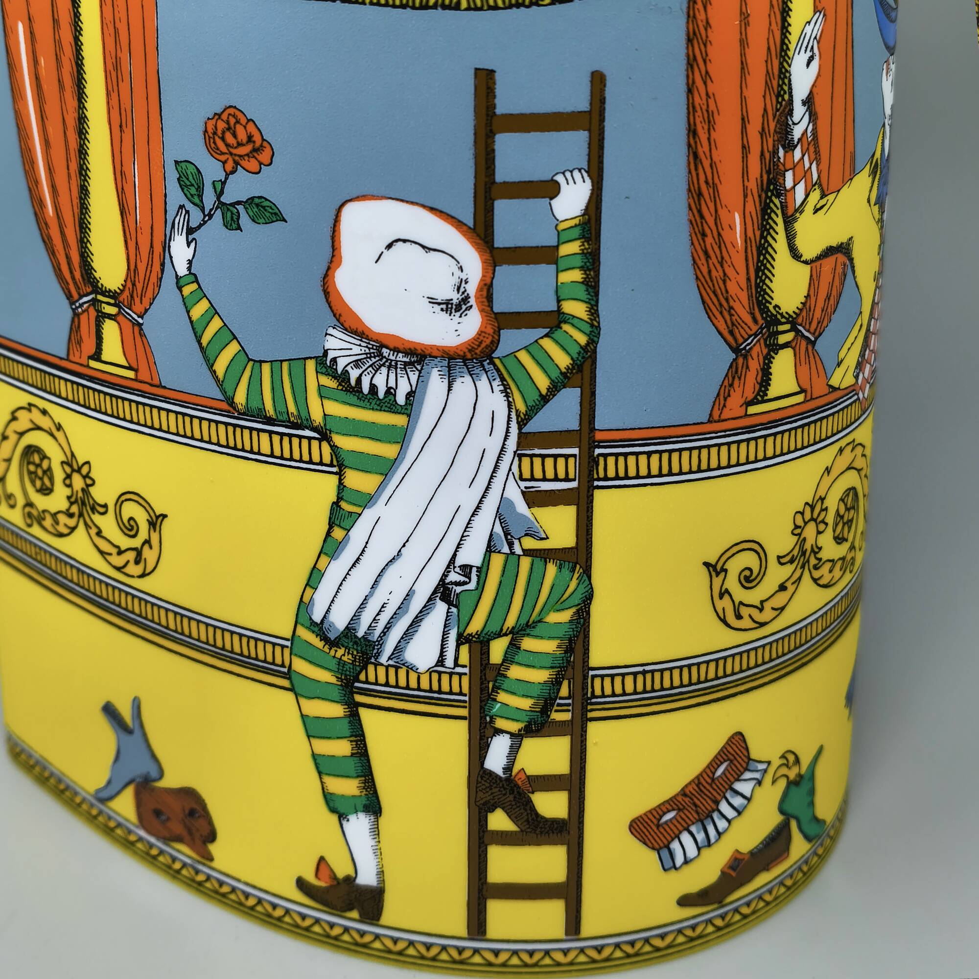 1990s Gorgeous "Commedia dell'Arte" Table Lamp by Piero Fornasetti for Anto