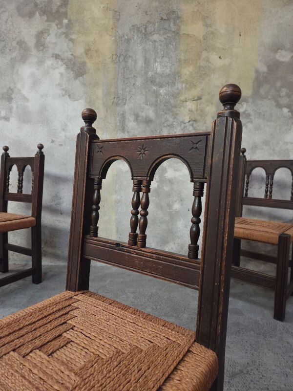 4 chaises basque bois et cordes