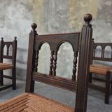 4 wooden and corded Basque chairs