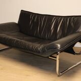 Vintage sofa by Johan Bertil Häggström for Ikéa in leather and chrome metal, 1970s