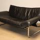 Vintage sofa by Johan Bertil Häggström for Ikéa in leather and chrome metal, 1970s