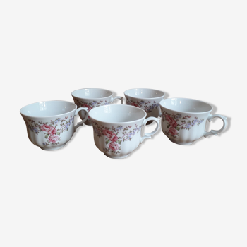 Set of 5 cups of Bavarian porcelain