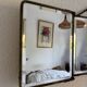 Vintage 1930s triptych barber mirror in ivory faux leather Art Deco - 27 x